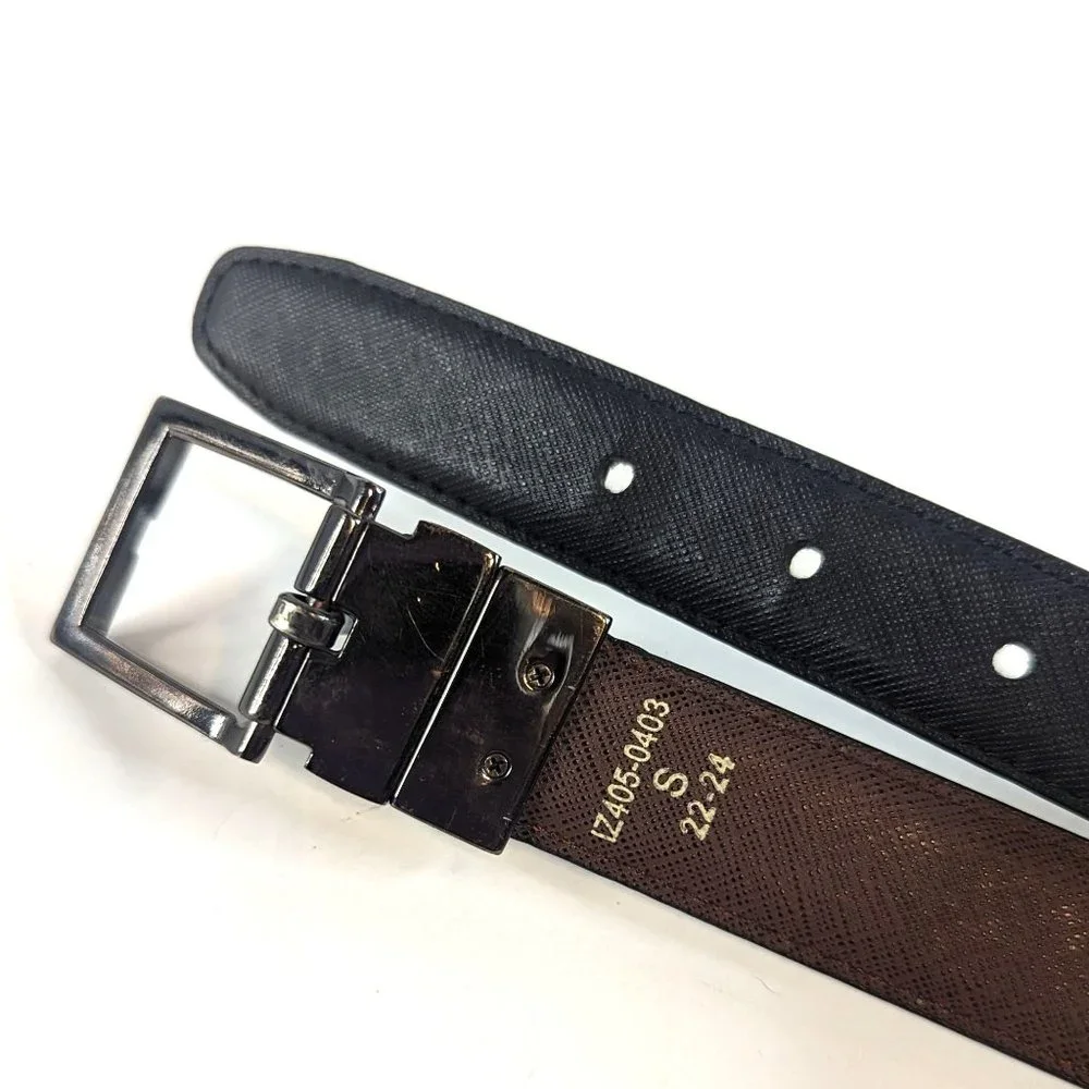Izod Boys Black/Brown Reversible Leather Belt Size Small 22-24
